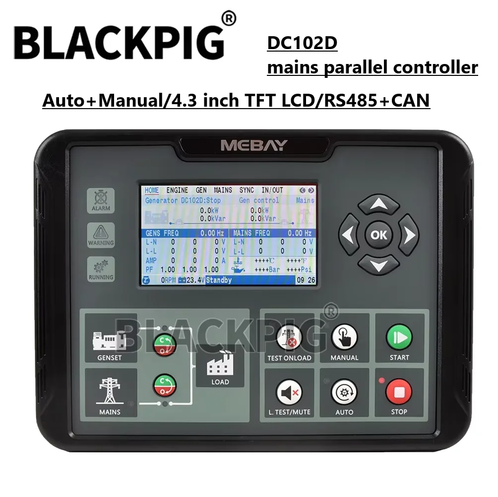 

DC100D DC102D Mebay Genset Parallel Controller Diesel Generator Engine Control Module With USB RS485 CAN Communication Ports