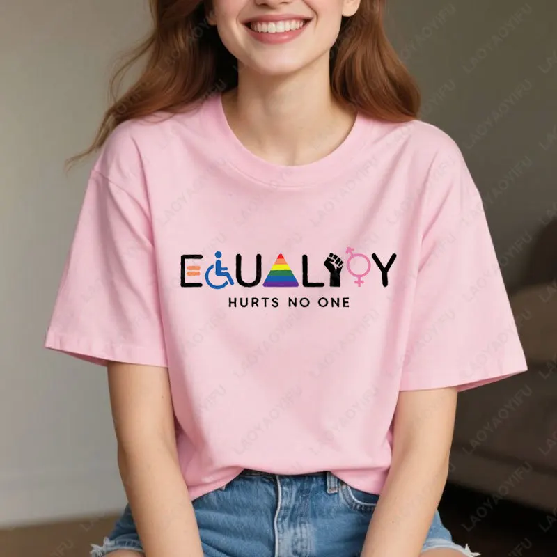 المساواة تؤذي لا أحد امرأة القطن تي شيرت حياة سوداء المادة المحملة LGBT العدالة الاجتماعية حقوق الإنسان مكافحة العنصرية مثلي الجنس فخر القمم #1