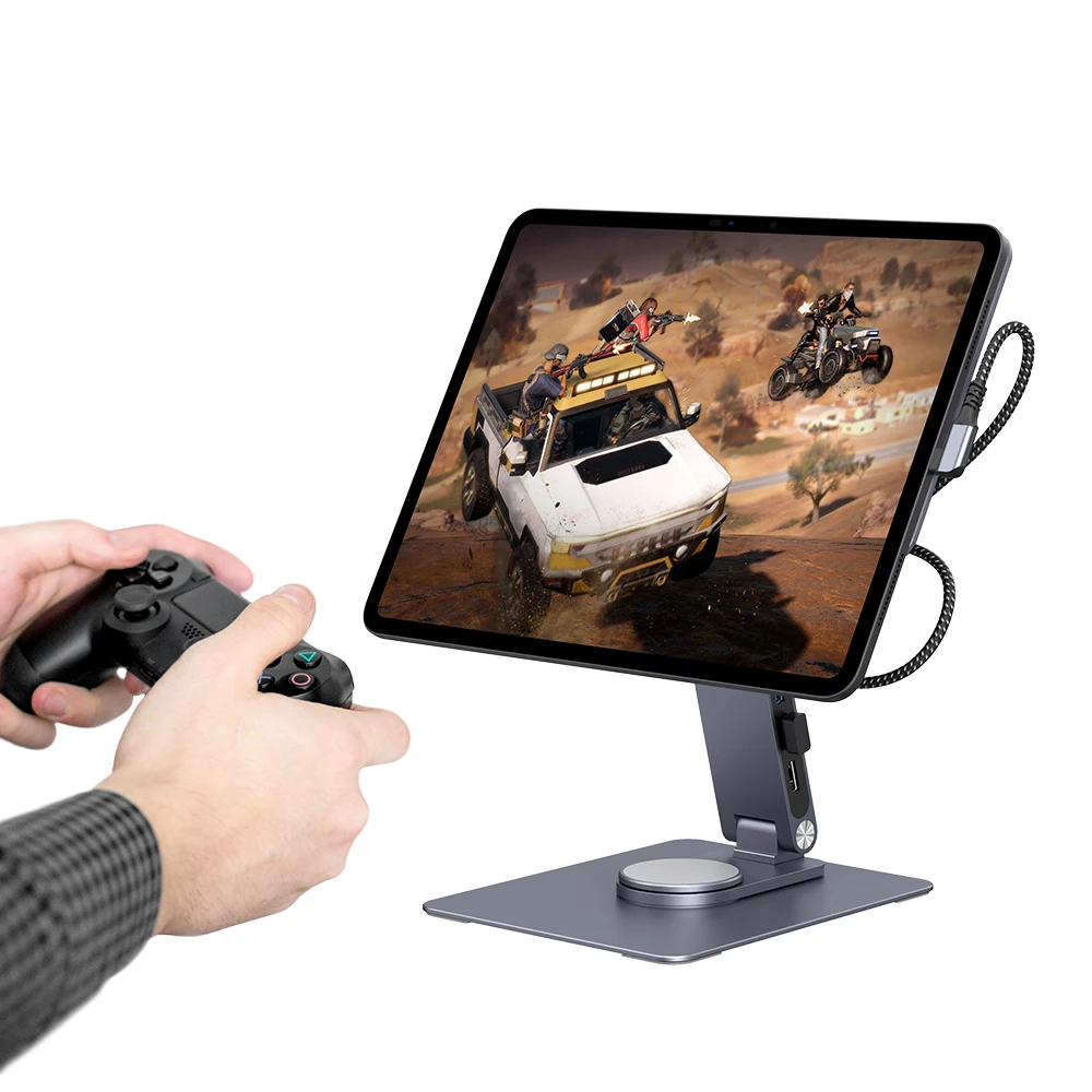 Imagem -06 - Qwiizlab-suporte Magnético Hub para Ipad Pro Rotação 360 ° 80 ° Tilt Leitores de Cartão 4k @ 60hz Hdmi 5gbps Usb 60w pd m4 14 2024