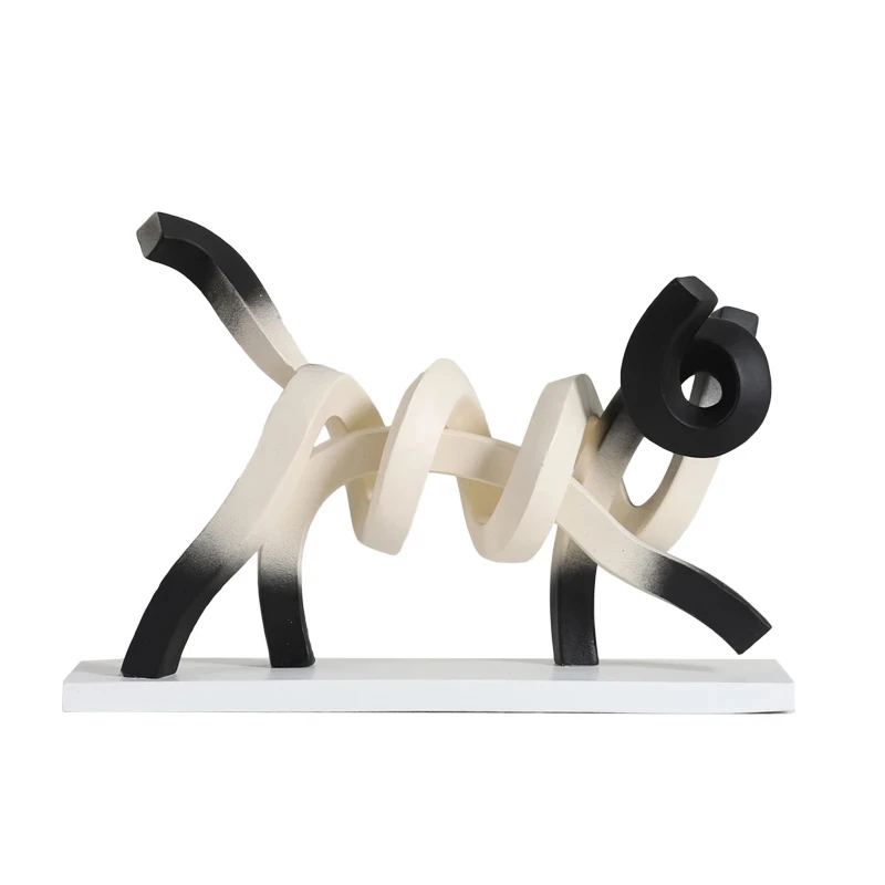 2024 Creative Abstract Cat Sculpture Ornament Modern Simple Animal Statue Geometric Art Resin Crafts Bedroom Study Home Decor