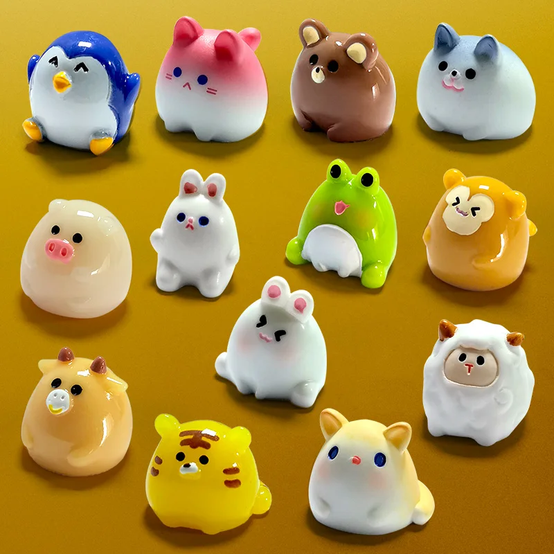 10Pcs Hamster Cat Penguin Tiger Bear Monkey Rabbit Sheep Pig Cow Frog Dog Figurine Miniature Fairy Garden Decoration Accessories