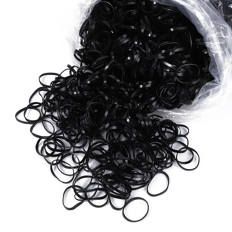450 Stück schwarze kleine Einweg-Haarbänder für Mädchen, elastisches Gummiband, Pferdeschwanz-Halter, Haarschmuck – Detail 3