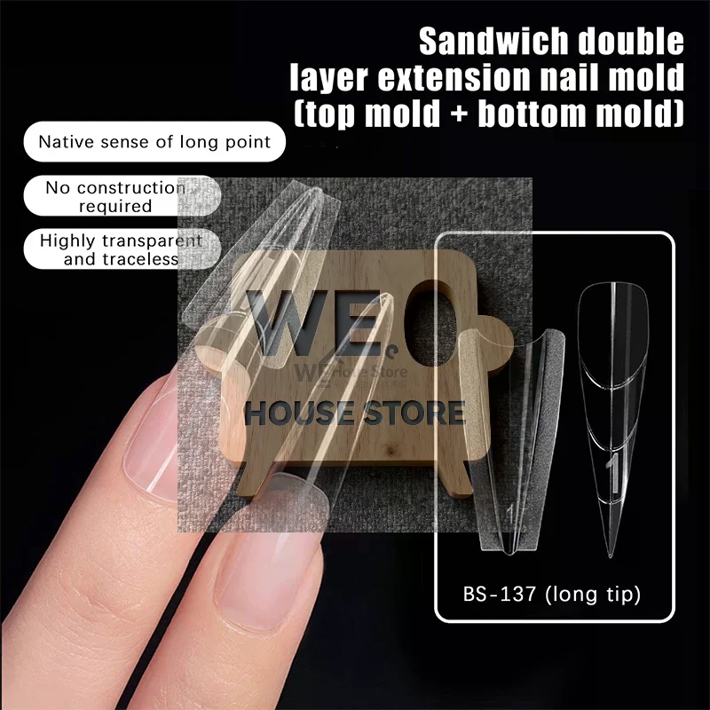 Formy do paznokci Sandwich Dual Nail Forms 240 szt. 15 rozmiarów - Formy Dual Forms Coffin Almond do przedłużania paznokci, Górna Forma, Dolna Forma