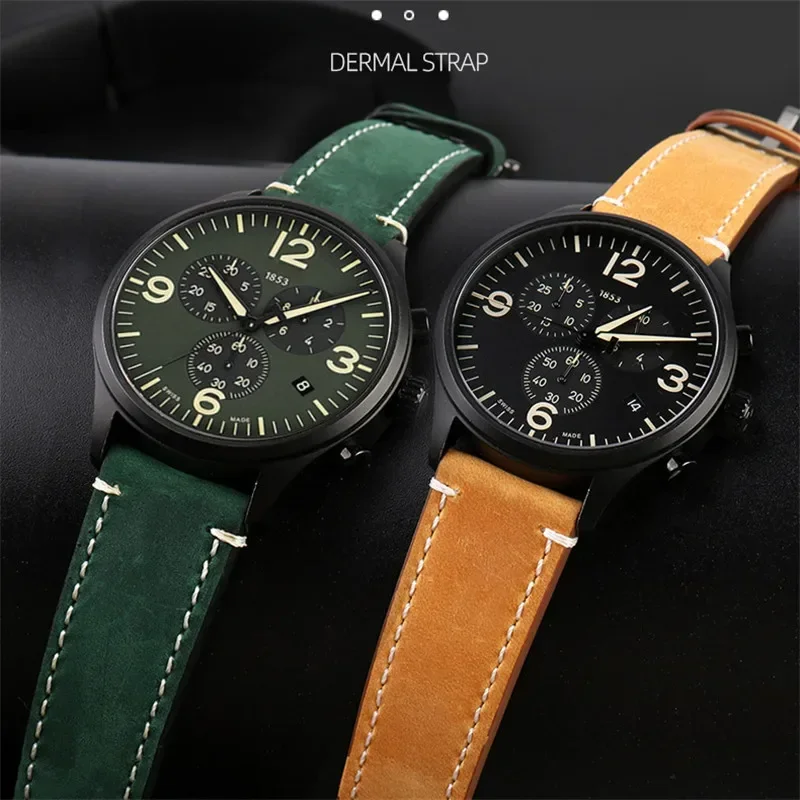 20mm 22mm 24mm Genuine Leather Strap Men Retro Nubuck Cowhide Watch Band Bracelet for Seiko Omega MoonSwatch Watch Accessories