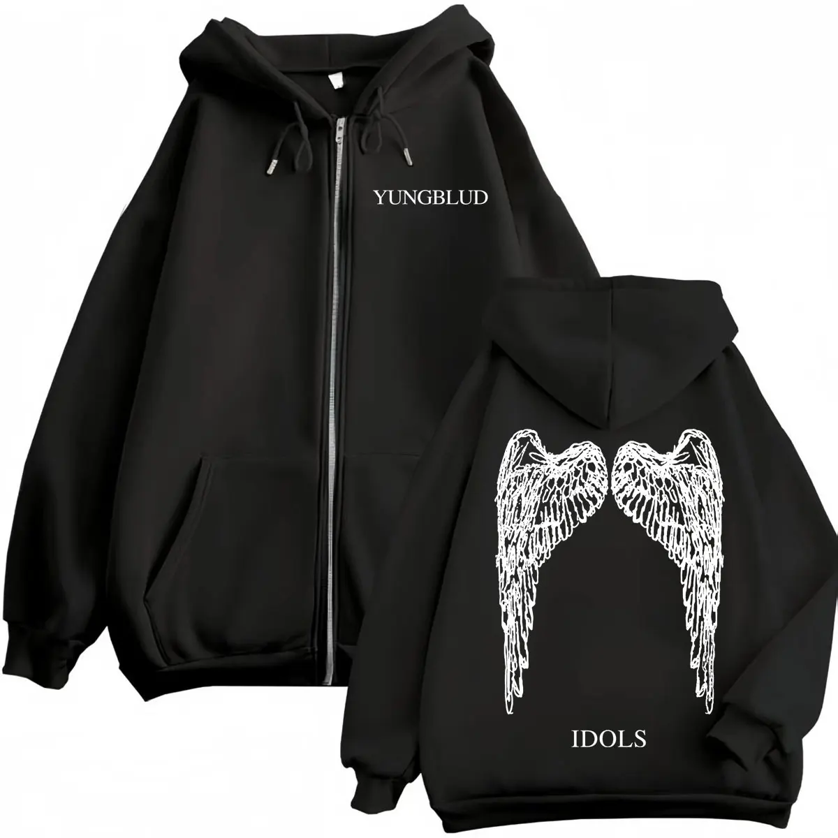 Yungblud Men Winter zip hoodie 100%Cotton woman fashion Vintage fleece sweatshirt Casual fall clothes y2k oversized hoodie coat