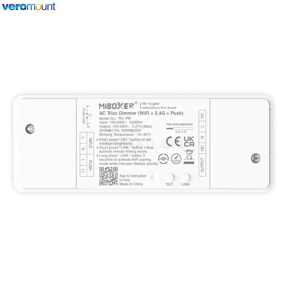 Imagem -04 - Interruptor Triac Miboxer-ac Triac Tri-pr 2.4g rf Tri-pw Wi-fi 2.4g Push Tri-pz Zigbee 3.0 2.4g Empurre ca 110v 220v 500w