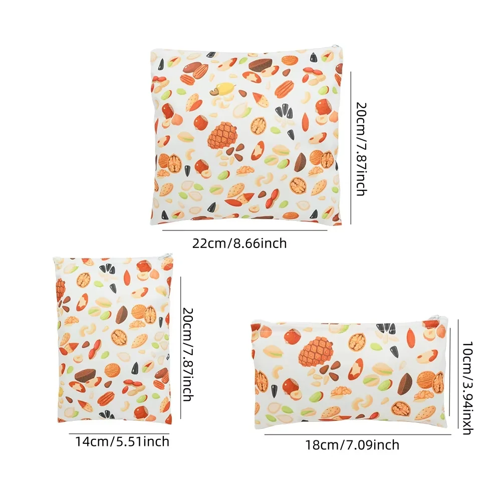 Sac humide lavable réutilisable 3 pièces-tissu en Carton, Anti-fuite pour le rangement des couches de bébé et organisateur de collations |   Sac de collation, sac sec et humide