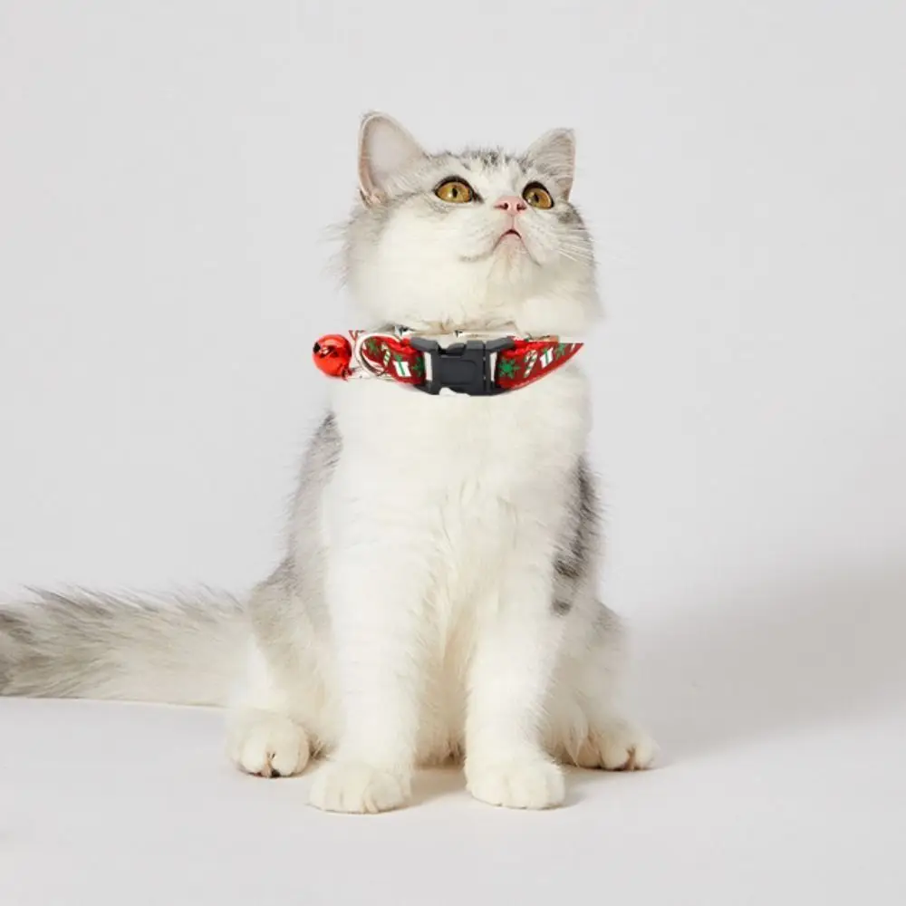 

with Bell Christmas Cat Collar Snowflake/Elk Deer Pattern White/Green/Red Christmas Pet Collar Polypropylene Adjustable