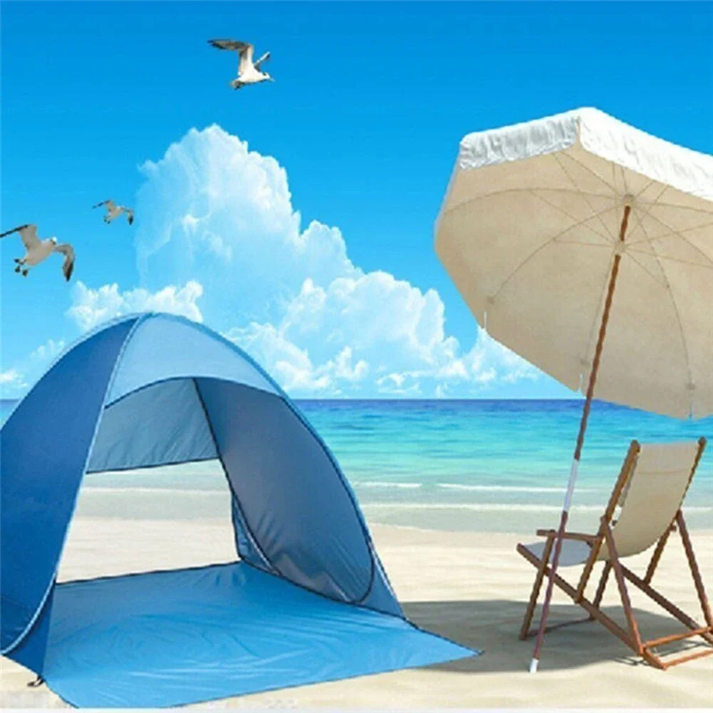 Tenda de praia instantânea automática, sombra de praia ao ar livre, abrigo solar, dossel, acampamento ao ar livre, caminhadas, equipamentos de pesca, 165x150x110cm