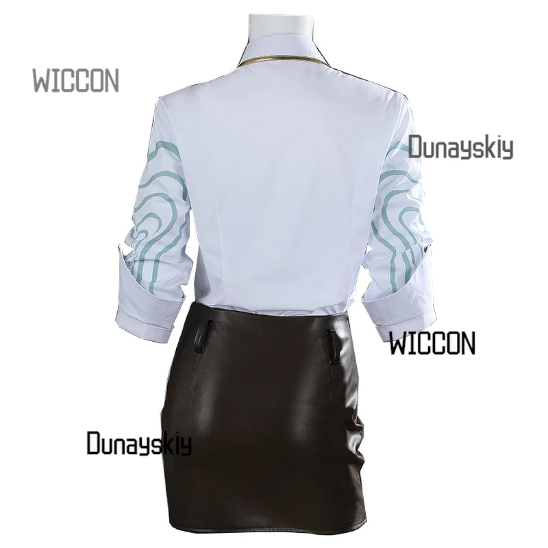 $*()Valorant Genderbend COS - مجموعة بدلة نسائية من حجر الحواف المريمية ذات قفازات وربطة عنق لمؤتمرات الرسوم المتحركة/الهالوين