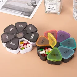 7 Days Medicine Pill Box Mini Round Portable Travel Storage Vitamin Box Sort Tablet Holder Organizer Container Cases