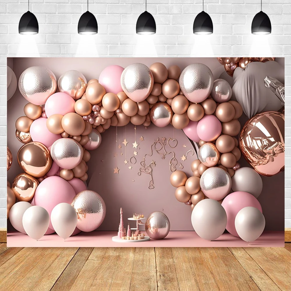 Baby 1st Birthday Backdrop for Photography Colorful Balloon Arch Candy Castle Butterfly Kids Portrait Cake Smash Background Prop