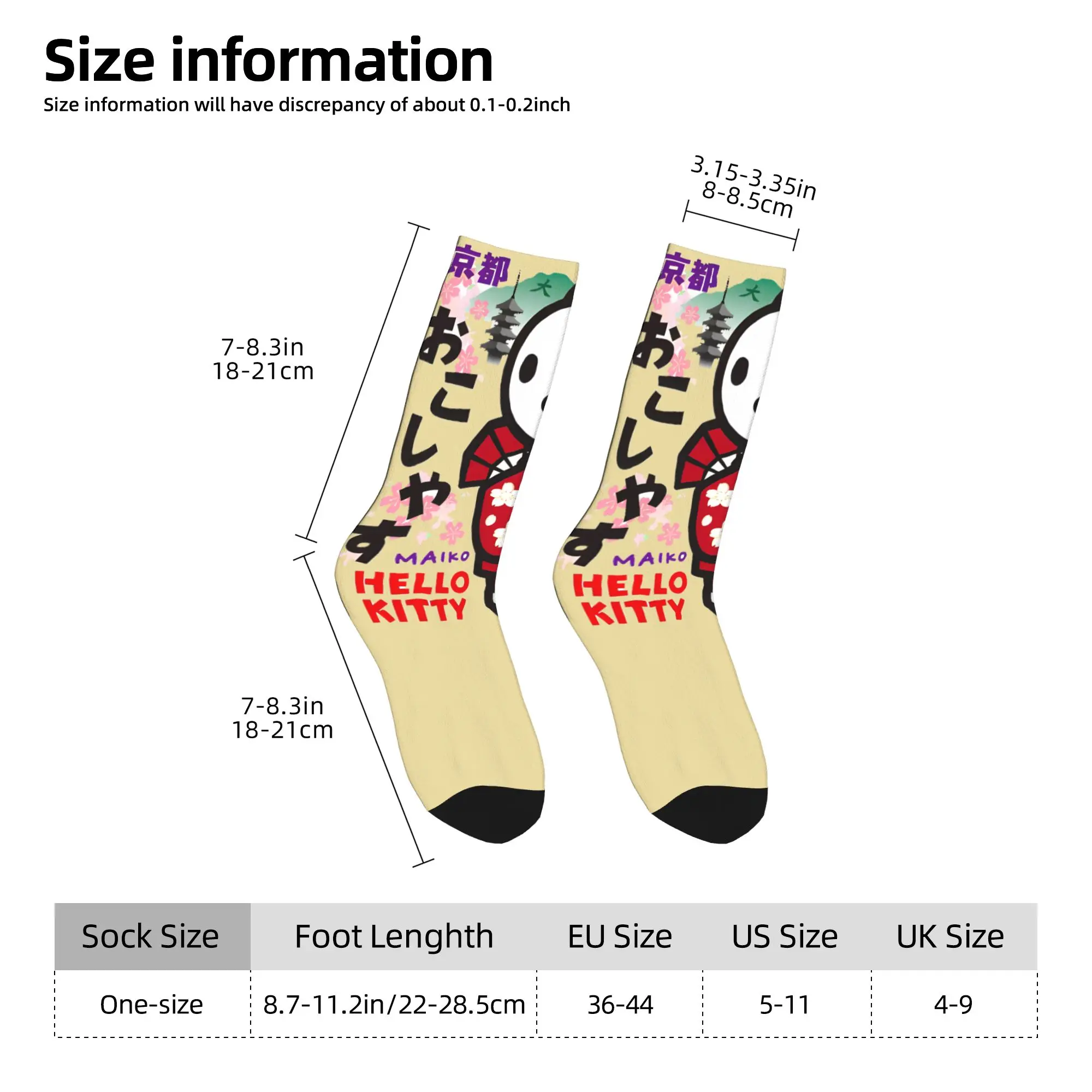 Skarpetki Hello Kitty Maiko Jesienne Podkolanówki Śmieszne Skarpetki dla Par Oddychające Skarpetki z Motywem Skateboardu Antypoślizgowe