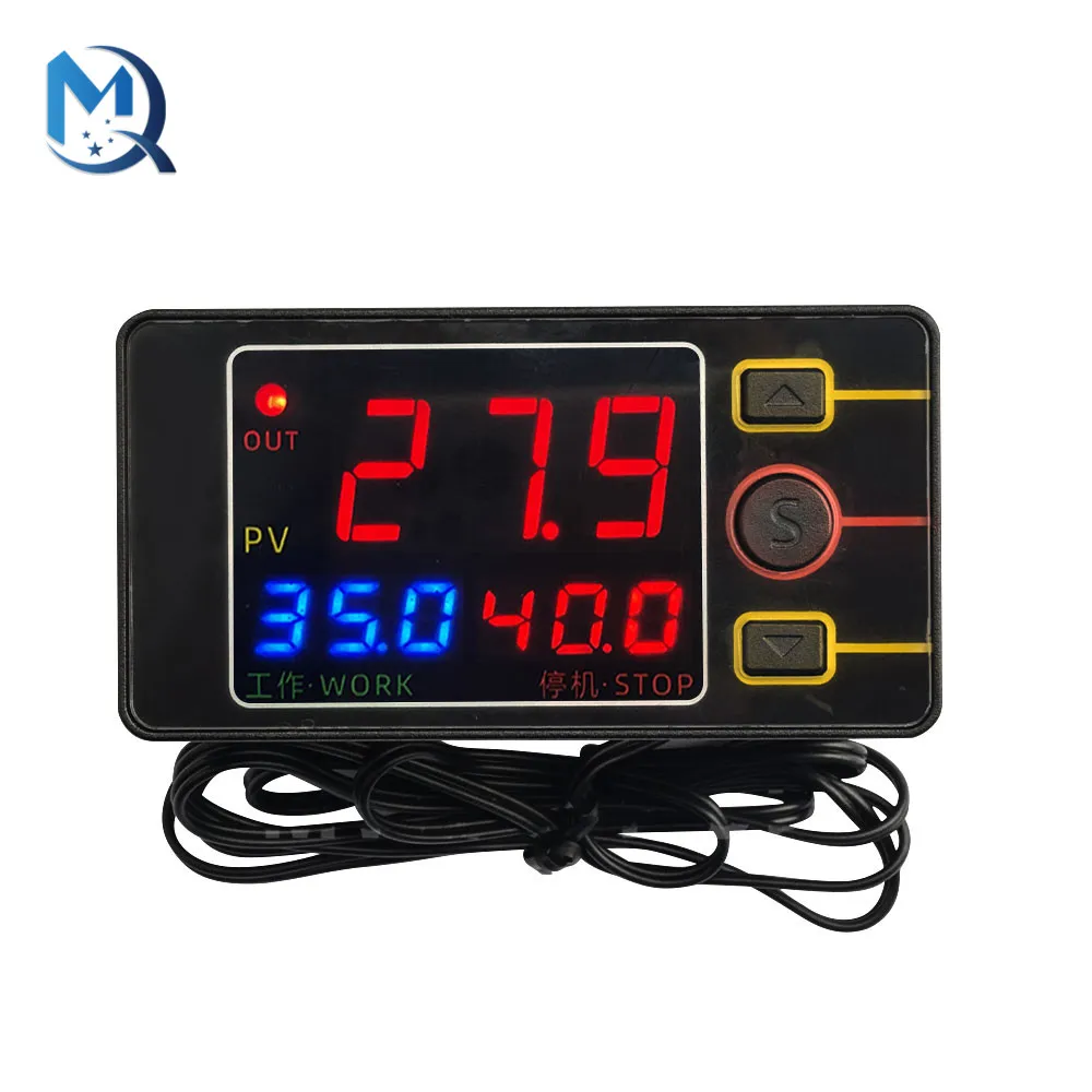 TS4586 Temperature Time Control Relay Active Output Waterproof Probe Digital LED Display Thermostat DC12V DC24V AC110-220V