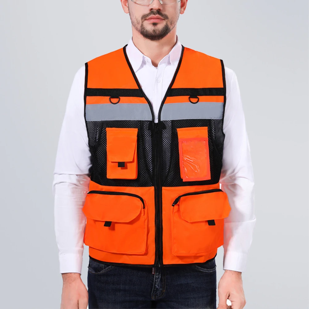 Imagem -06 - Visibilidade Reflective Coletes de Segurança Segurança Roupas de Trabalho Trabalhador de Construção Tráfego Workwear Outdoor Fluorescente hi Vis Alta