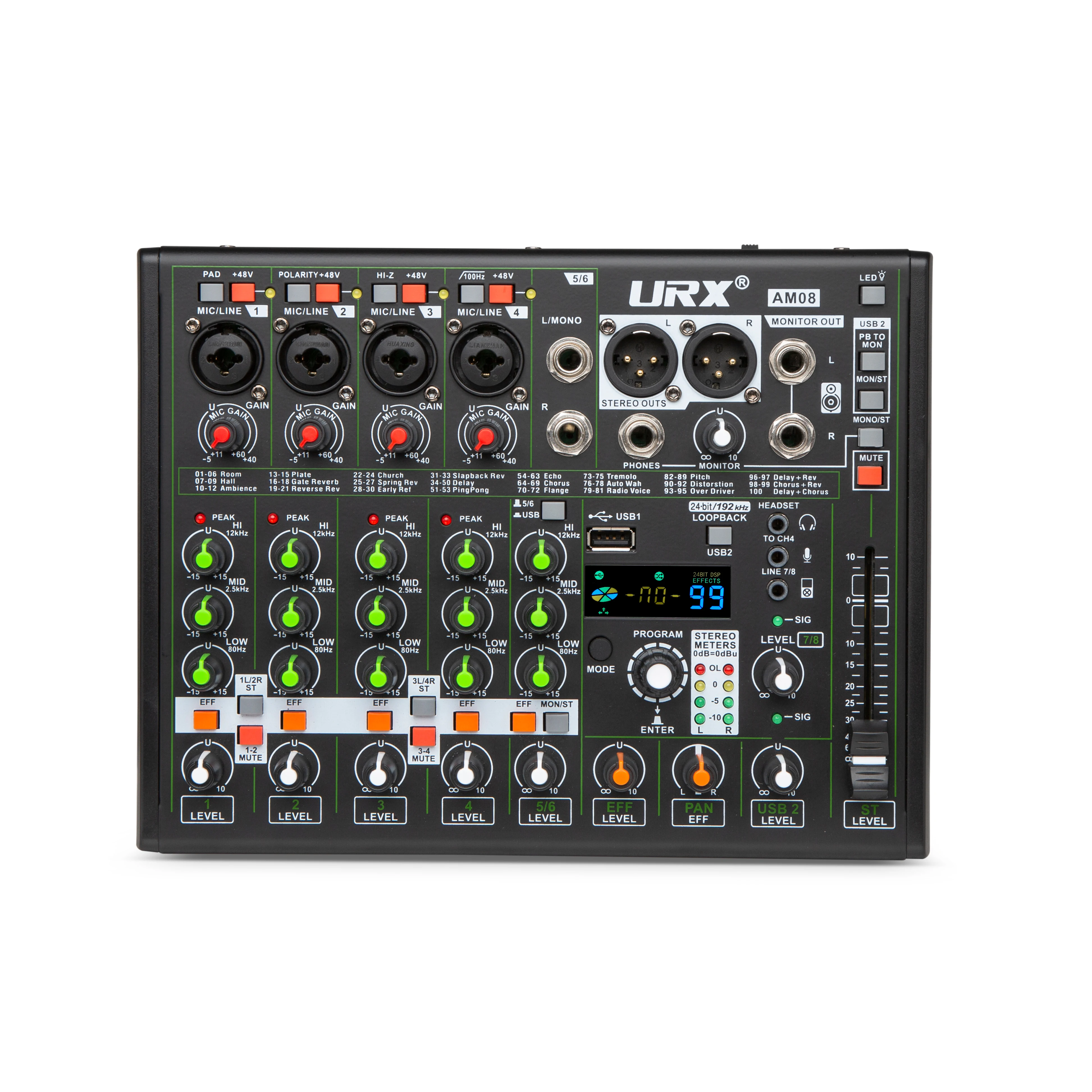 URX AM08 Professional Recording Studio DJ Console Digital Audio Interface Sound Card and Mixer, Supporting ASIO4ALL Driver