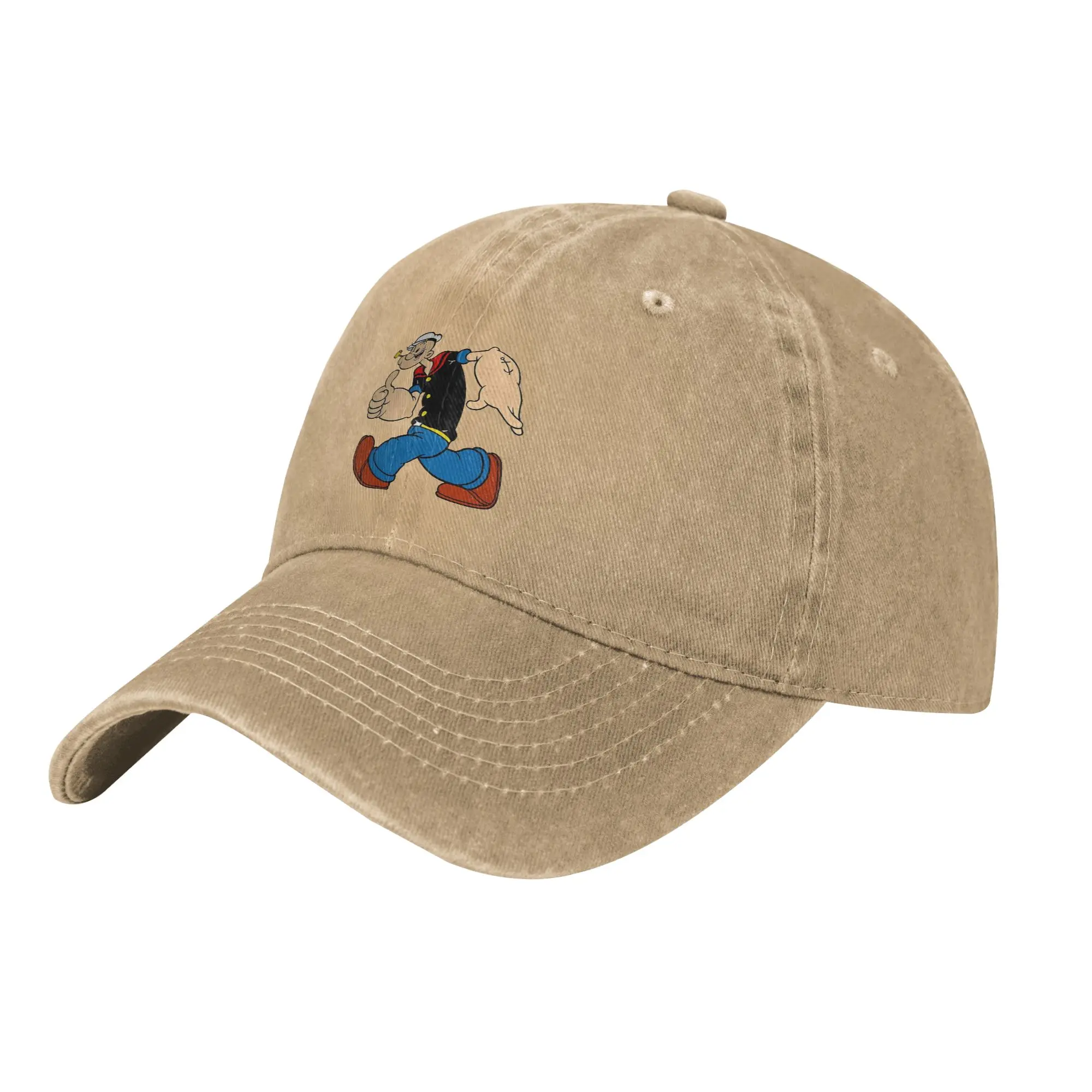 A winking Popeyed Men Women Baseball Cap  Distressed Washed Hats Cap Classic Outdoor Workouts  Unstructured Soft Headwear