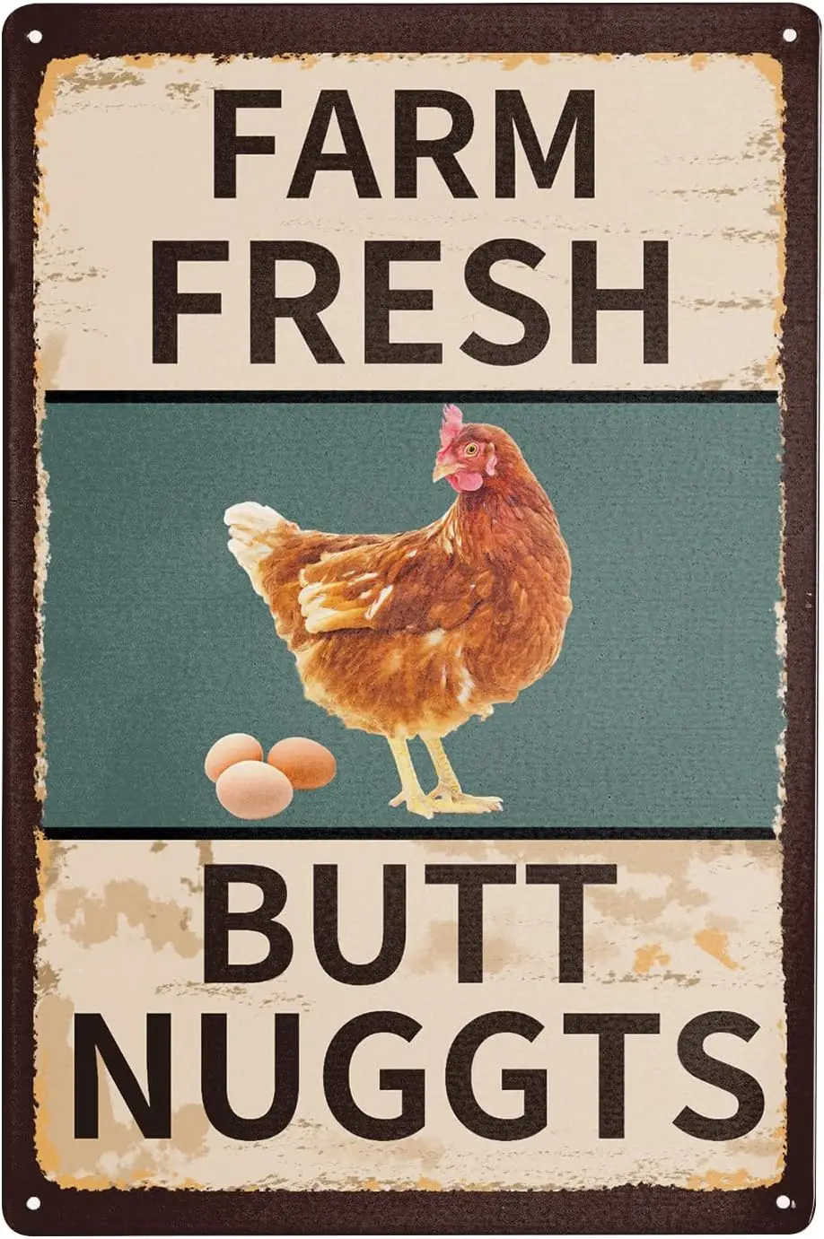 Vintage Metal Tin Sign Chicken Coop Signs for Farm Fresh Butt Nuggets Sign Funny Chicken Egg Sale Outdoor Decorative Wall Art Si