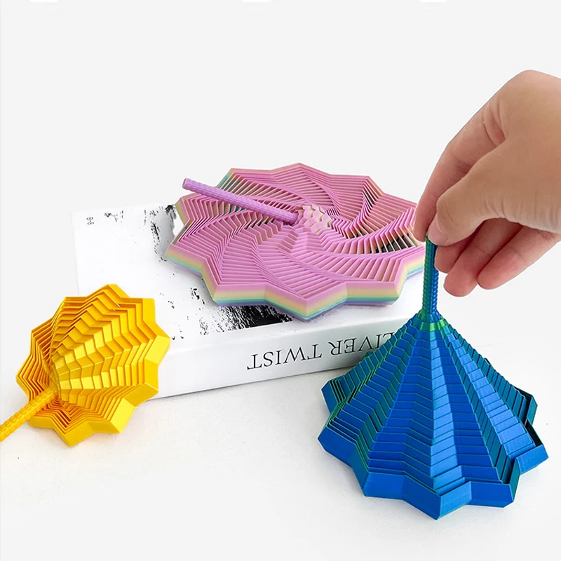 3D Printing Expanded Sensory Fidget Star Model Visual Illusion Hexagon Whirling Spiral Ornaments Stress Relief Board Game view 4