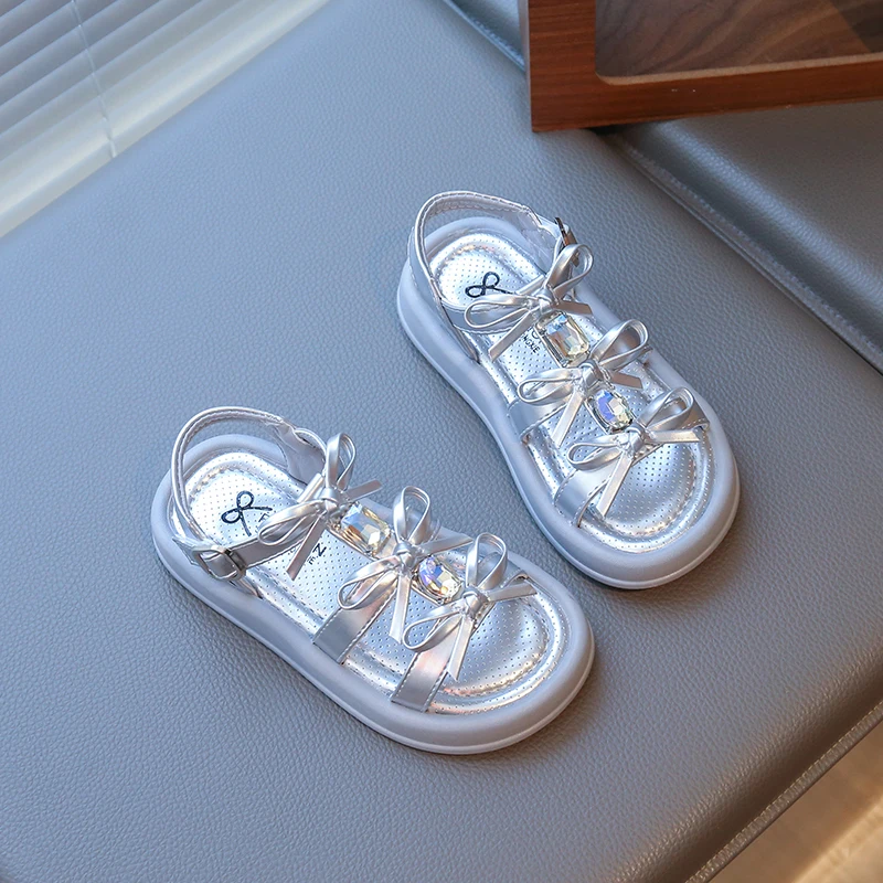 Girl Sandals Summer New Kids Fashion Hollow-out Causal Shoes Princess Versatile Sweet Bowknot Children Open-toe Beach Sandals