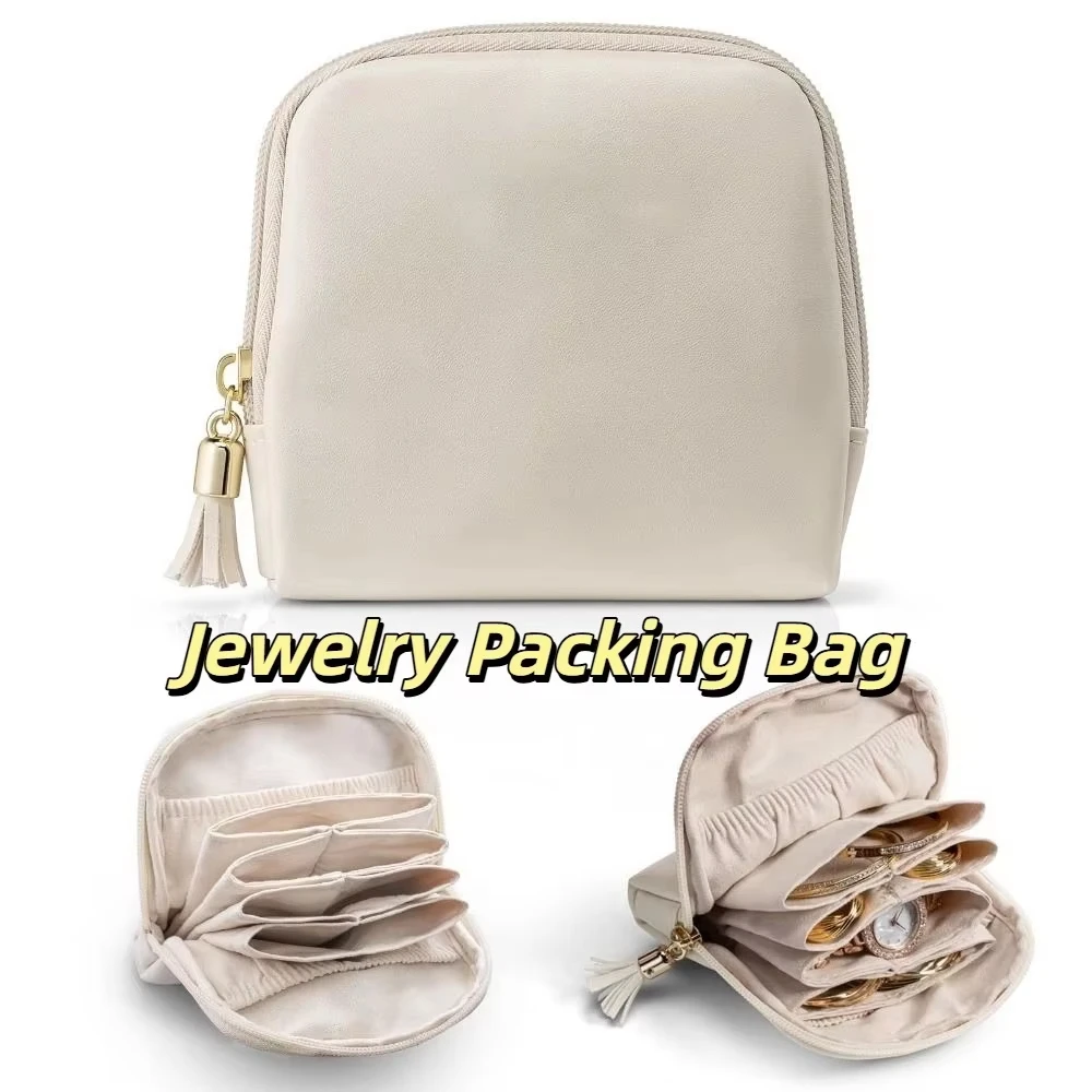 

Tassel Jewelry Packing Bag PU Leather Earrings Bracelet Jewelry Storage Case Large Capacity Organizer Mini Cosmetic Bag Gift