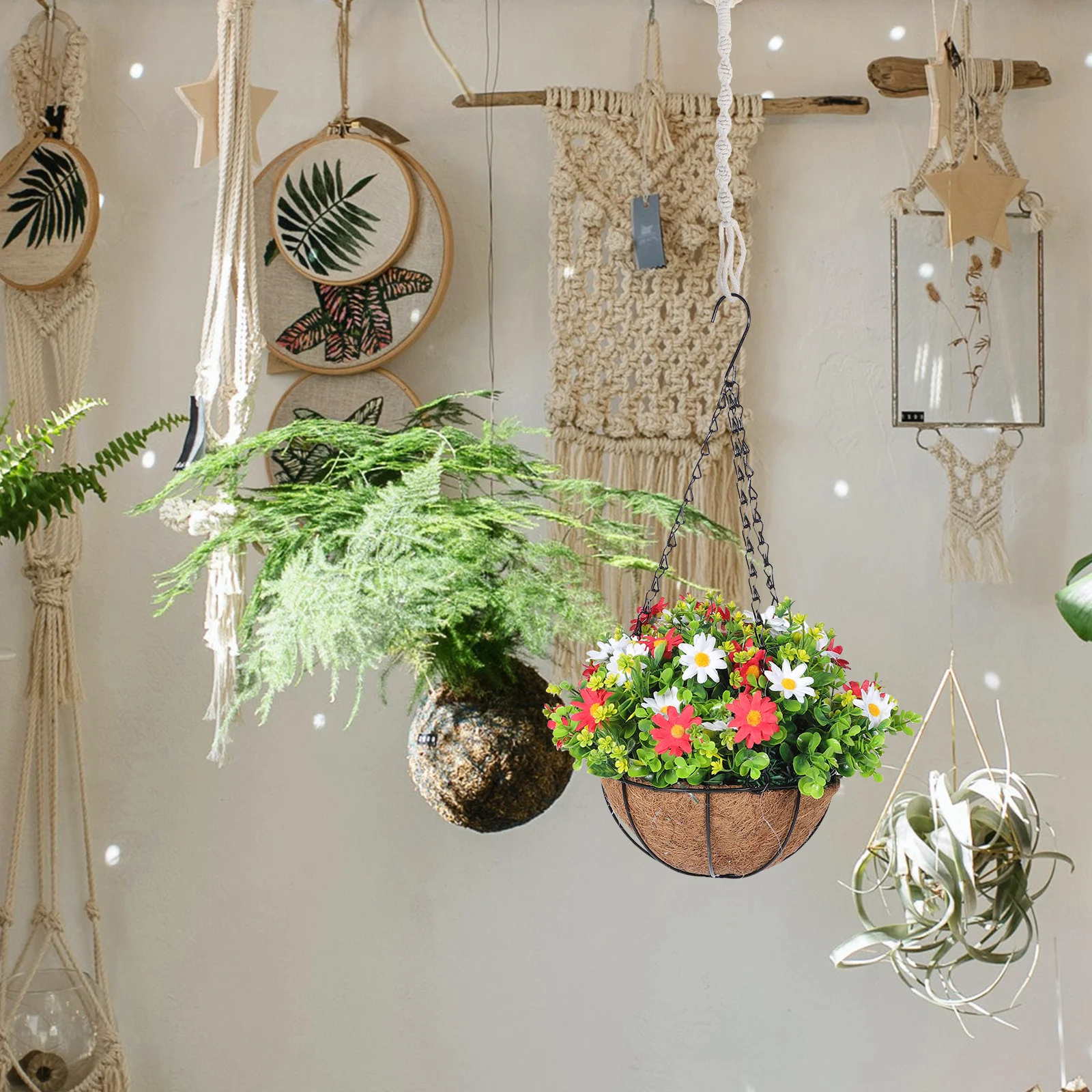

2Pcs Plant Hanger Extender Handmade Cotton Rope Macrame Style Indoor Outdoor Hanging Rope for Plant Holders Pot Hanger