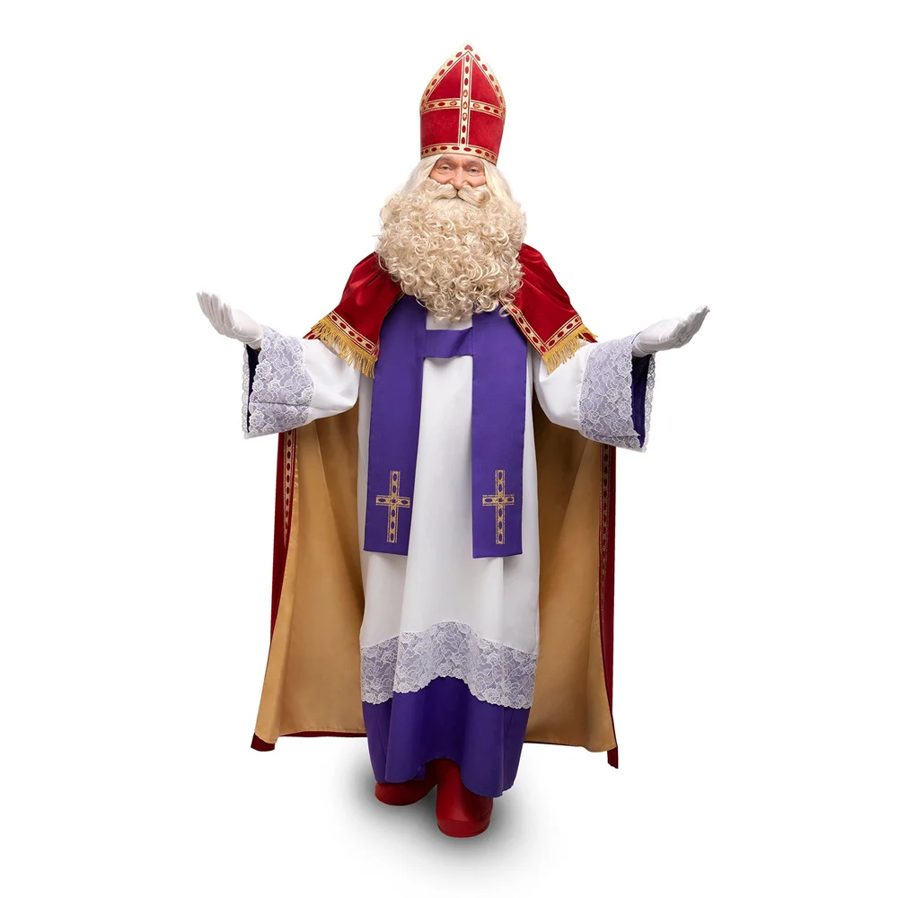 Volwassenen Sinterklaaskostuum Historisch Kerstman Sint-Nicolaas Kostuum Bisschoppelijke Gewaden Kerkpak Cape Albe Stola Hoed