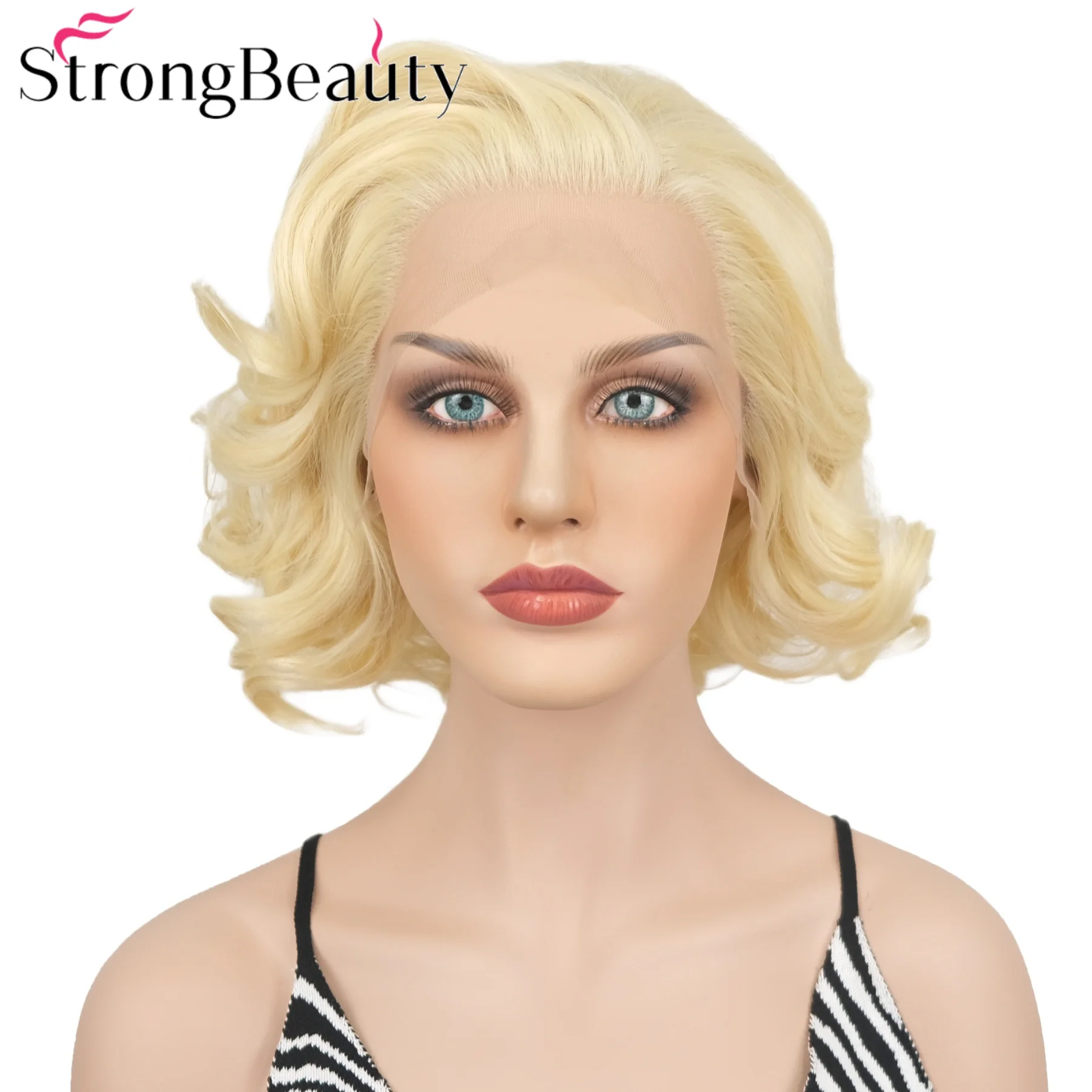 

StrongBeauty вьющийся парик спереди из синтетического серого цвета, женский термостойкий парик из волос