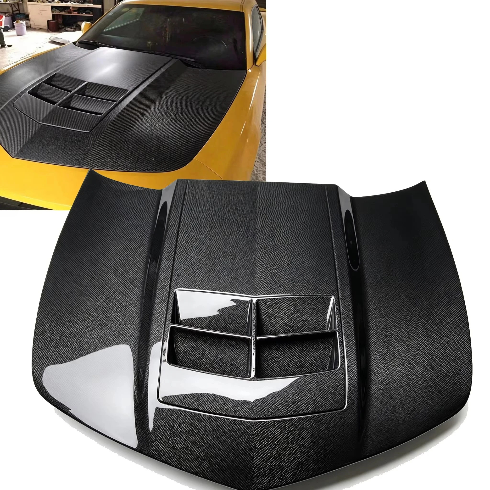 Glossy Black Real Carbon Fiber Hood for Chevrolet Camaro 5th Gen 2010-2015 Engine Bonnet Cover OEM / ZL1 Style Body Kits