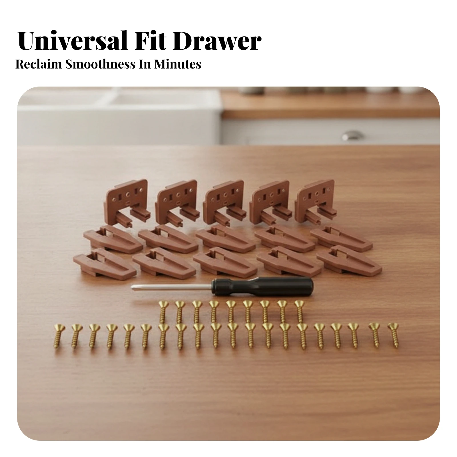 10 Pieces Plastic Drawer Slide Kit with Screwdriver and Screws Wear Resistant Drawer Slide Replacement Kit Long-Lasting Sturdy