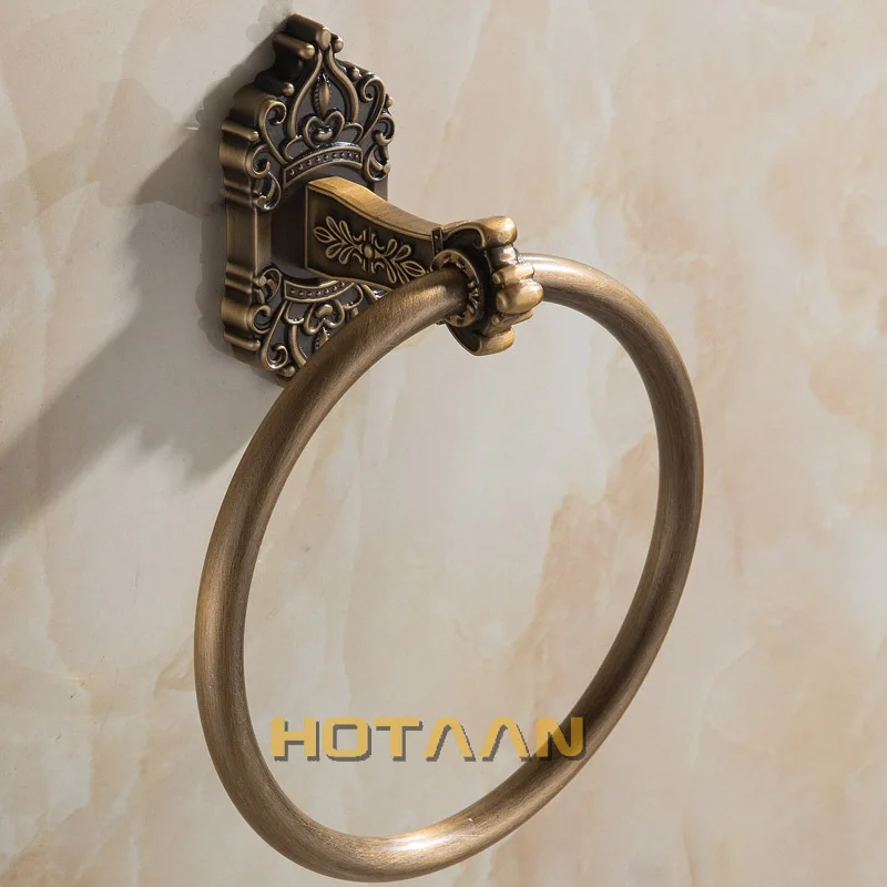Solid Aluminium Wall-Mounted Round Antique Brass Color Towel Ring New Bathroom Towel Holder Towel Rack for Bathroom Accessories