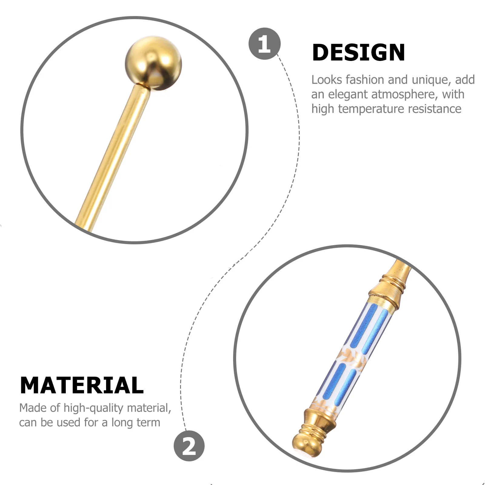 

1Pcs Stirring Stick Ceramic Handle Stainless Steel Practical Milk Tea Coffee Cocktail Long Handle Mixing Tool