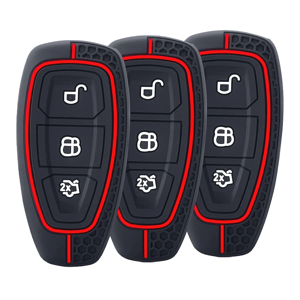 Car Key Pack for Ford ST Line Fiesta Focus Mondeo Ecosport Kuga Puma Edge Escape Metallic Silicone Car Key Fob Case Accessories