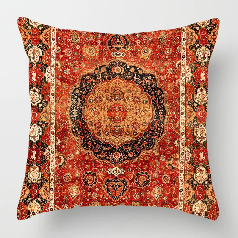 Funda de almohada decorativa con patrón persa étnico, cubierta de cojín de lino de estilo turco de Oriente Medio para decoración del hogar y sofá,