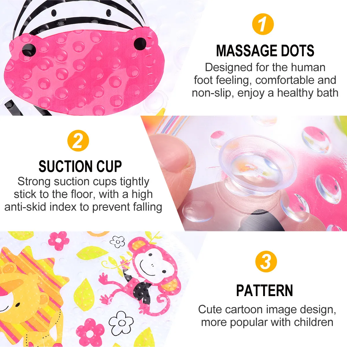 

1 шт. противоскользящий коврик из ПВХ для ванной комнаты с креативным мультяшным рисунком, нескользящий напольный коврик для дома, гостиной, кухни, прихожей