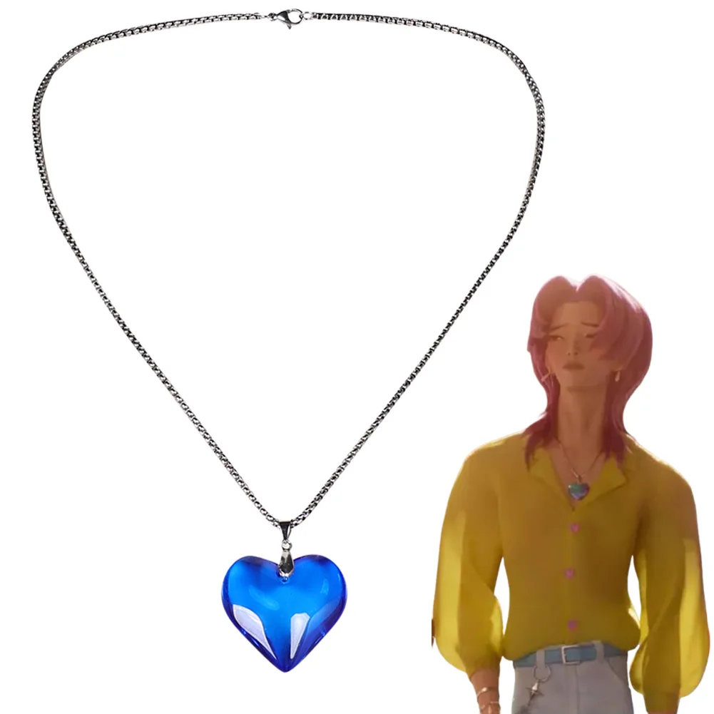 

Demon Hunter of KPop Romance Cosplay Necklace Blue Heart Pendant Men Disguise Costume Accessories Halloween Carnival Party Props