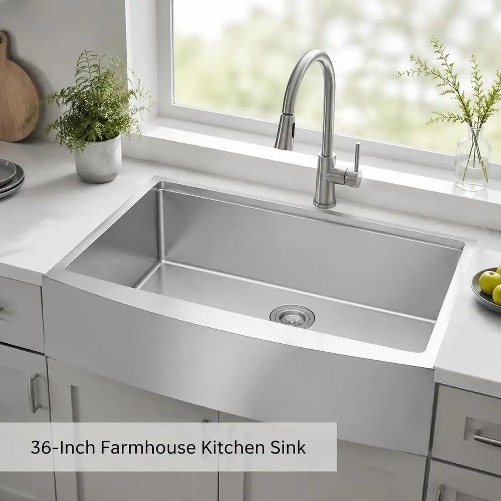 Évier de cuisine professionnel de 36 pouces, cuve simple à montage en surface avec rebord intégré, grille et ensemble de vidange, construction en acier inoxydable 304 de calibre 16 pour la cuisine, le bar et les zones de préparation à domicile