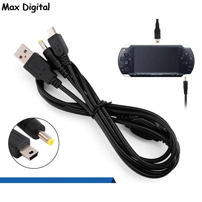 Cable de carga USB 2 en 1, cargador de 1,2 m para PSP 1000, 2000, 3000, 5V, enchufe de carga USB a DC 1A, Cable de alimentación, accesorios de juego