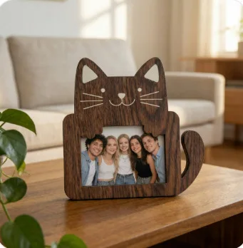 Cross-border Bestseller Bear-shaped Pet Photo Frame with Wood Texture, Cute Home Decor