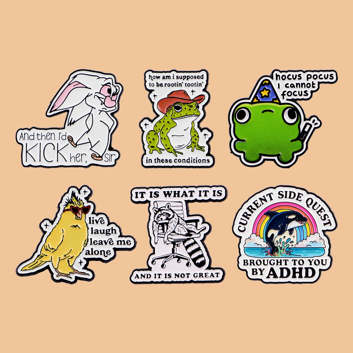 

Animals Frog Quotes Enamel Pin Lapel Pines for Backpacks Cartoon Bat Parrot Brooch for Women Fashion Jewelry Accessories Gifts