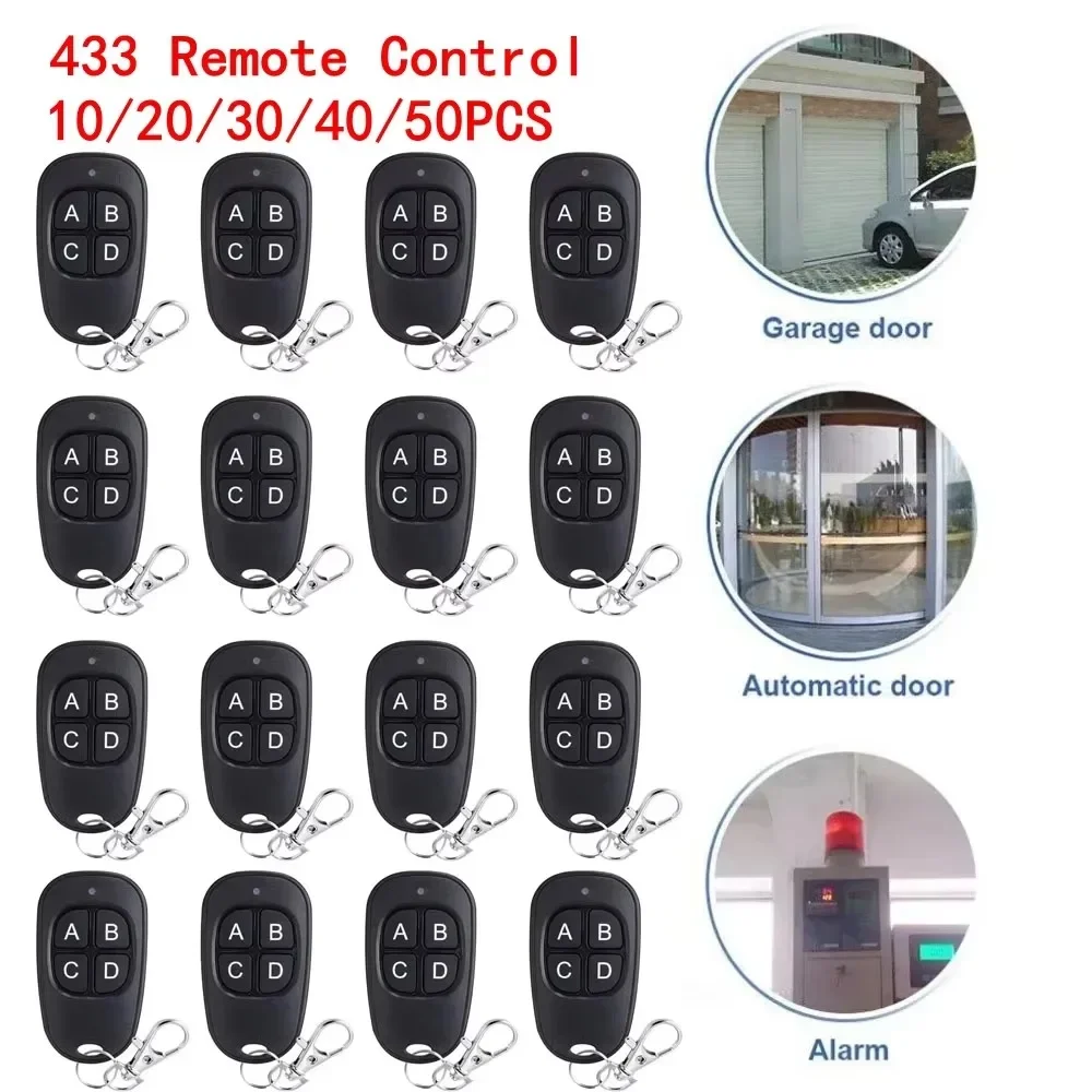 5-50pcs 433MHz Remote Control Universal Garage Remote 4 Buttons Duplicator Controller Replacement Wireless Car Keys for Garage