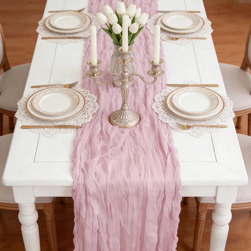 

Cheesecloth Table Runner, Gauze Wrinkle Table Runner for Wedding Bridal Shower Birthday Party, Rustic Sheer Table Decor