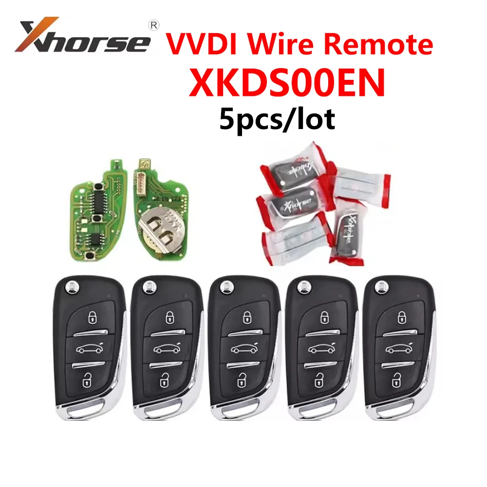 

5 шт./лот Xhorse XKDS00EN 3 кнопки универсальный VVDI провод дистанционный автомобильный ключ DS стиль для VVDI2/Mini/ключевой инструмент Max