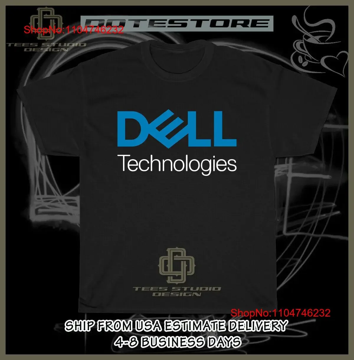 Dell Technologies Logo Men's T Shirt American Dotees vintage Washed Versatile streetwear homme Comfortable Unisex Breathable
