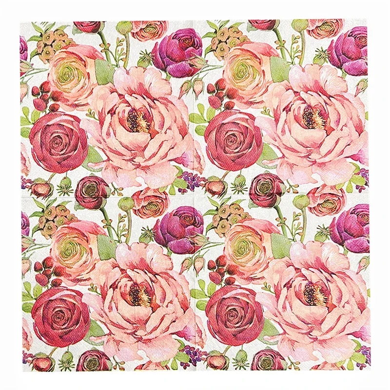 Western Restaurant Upscale Colourful Printing Paper Napkin Rose Napkin Household Table Mouth Cloth 33cm Facial Tissue Paper 20pc