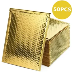 Envelopes Sacos para Envio, Mailer Embalagem Acolchoada, Saco de Embalagem Impermeável, Engrossar Saco Postal, Bolha Dourada, 50Pcs