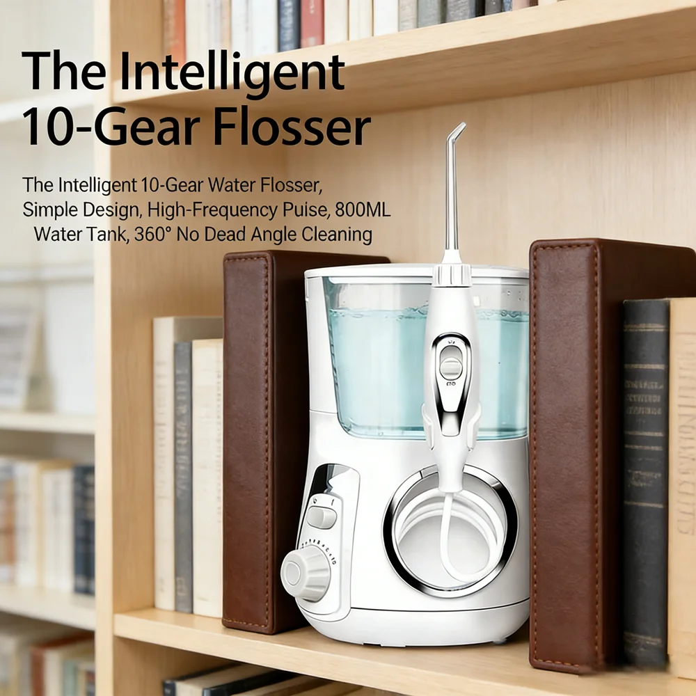 

Электрический ирригатор для полости рта с 10 режимами, 5 насадками, баком 800 мл для домашнего использования: предотвращает неприятный запах изо рта и кариес