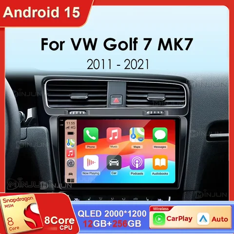Android 15 Qualcomm Car Radio For Volkswagen VW Golf 7 MK7 GTI 2011-2021 Wireless Carplay Auto Multimedia Stereo Video Player