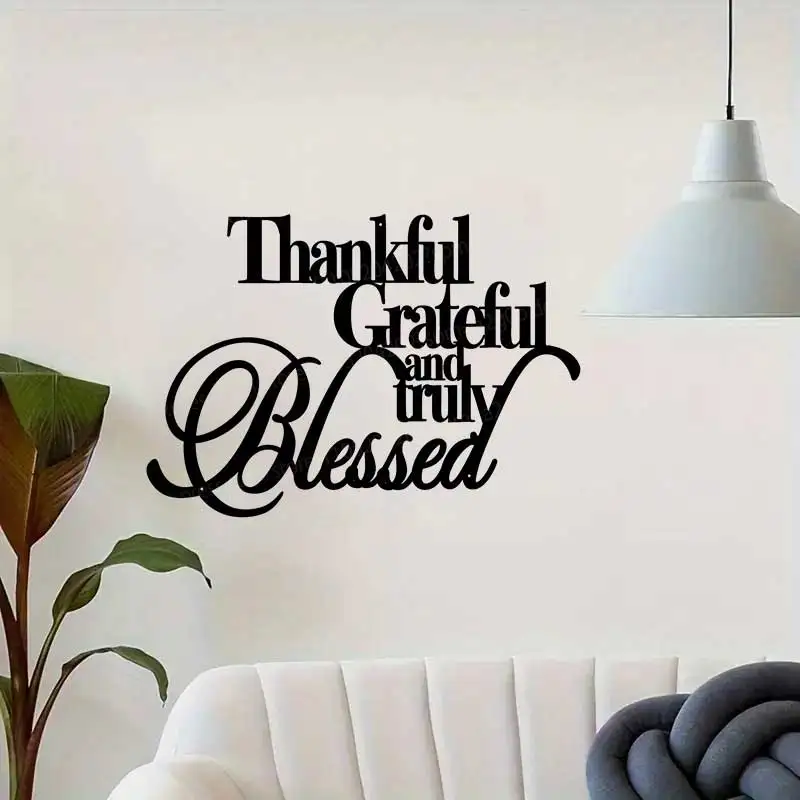 Black Thanksgiving Blessing Translucent Sticker for Windows Walls Cabinets - Decorative Vinyl Decal AA475