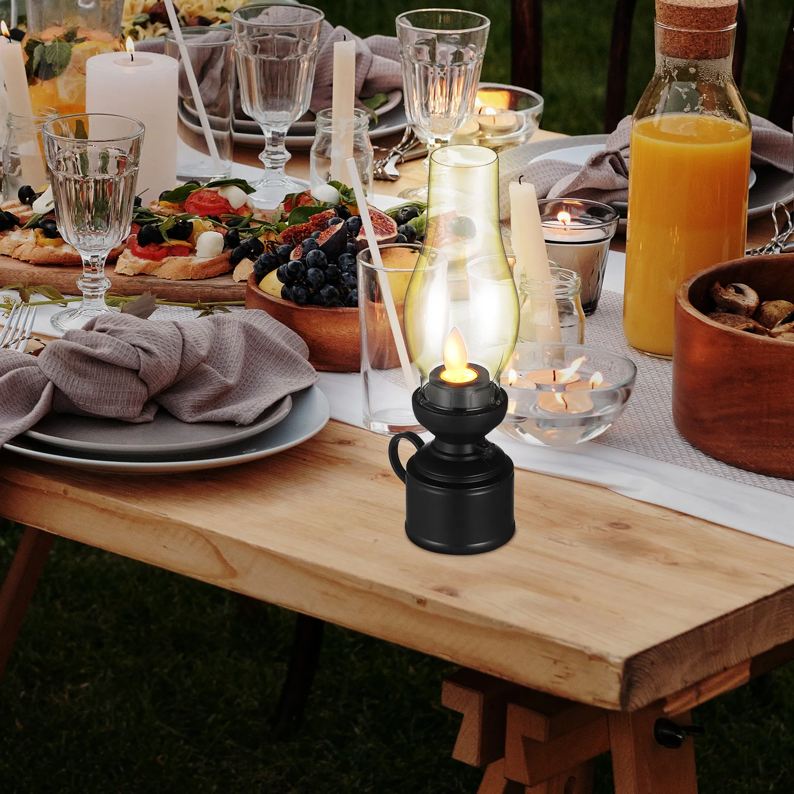 

Retro Kerosene Lamp Ornaments Decoration Oil Lantern LED Plastic Safe Home Garden Living Room Buddha Hall Power Outage